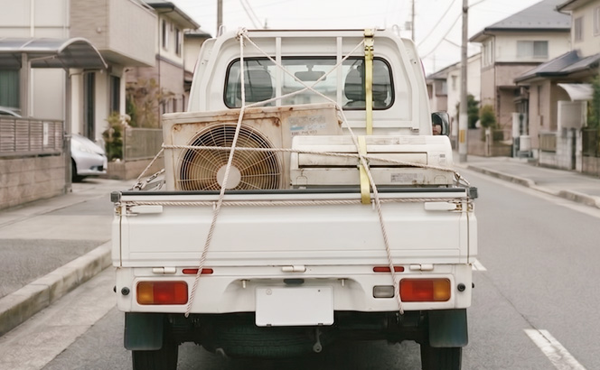 トラックに積まれた家電