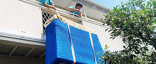 高所からの吊り作業も実施